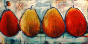 "Together" painting by Misty Oliver Foster, pears, pear painting
